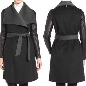 Mackage leather sleeve wrap coat